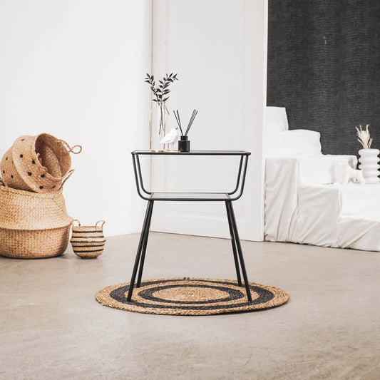 Table d'appoint en métal noir/verre
