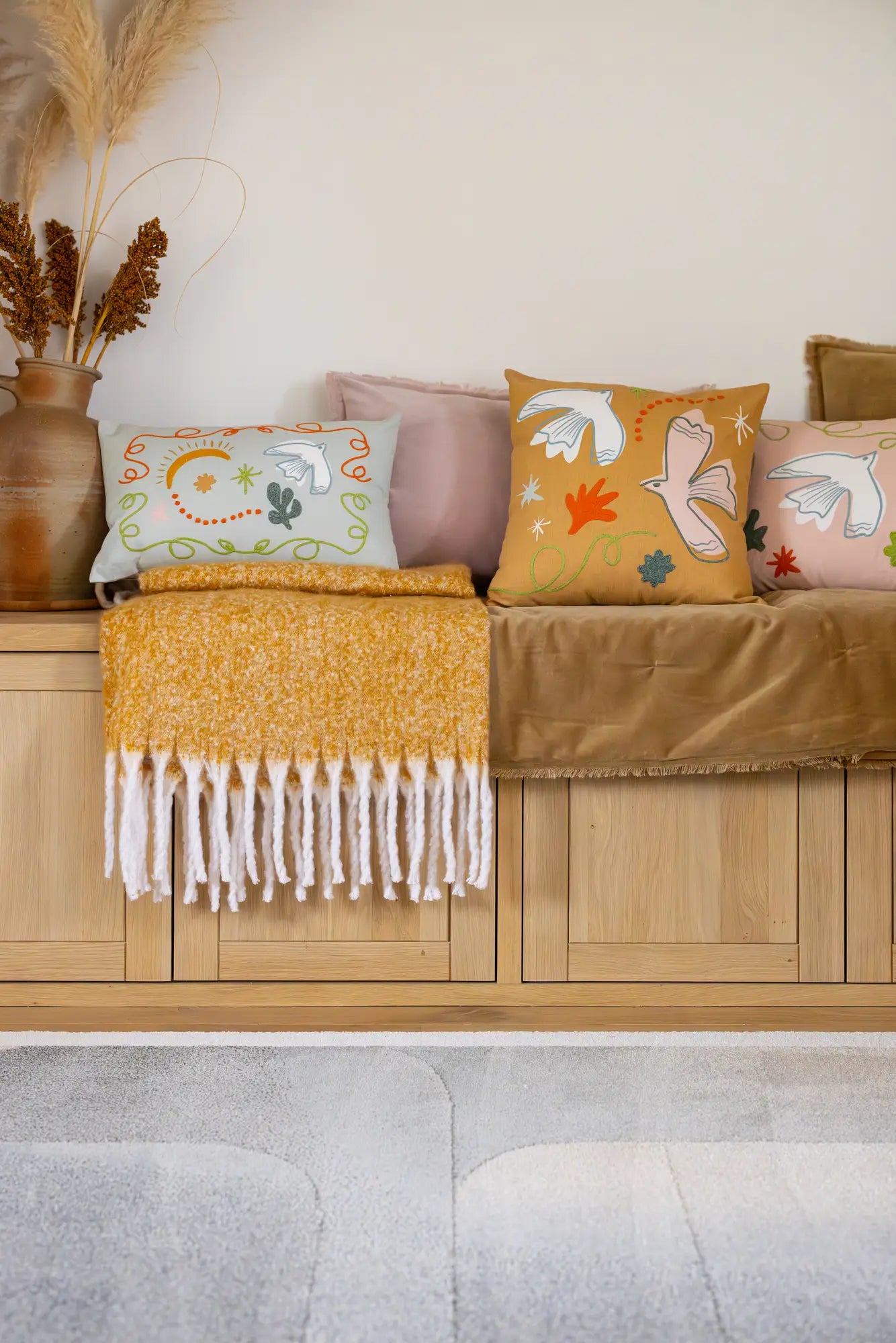 Coussin brodé Anka Ciel 30 x 50