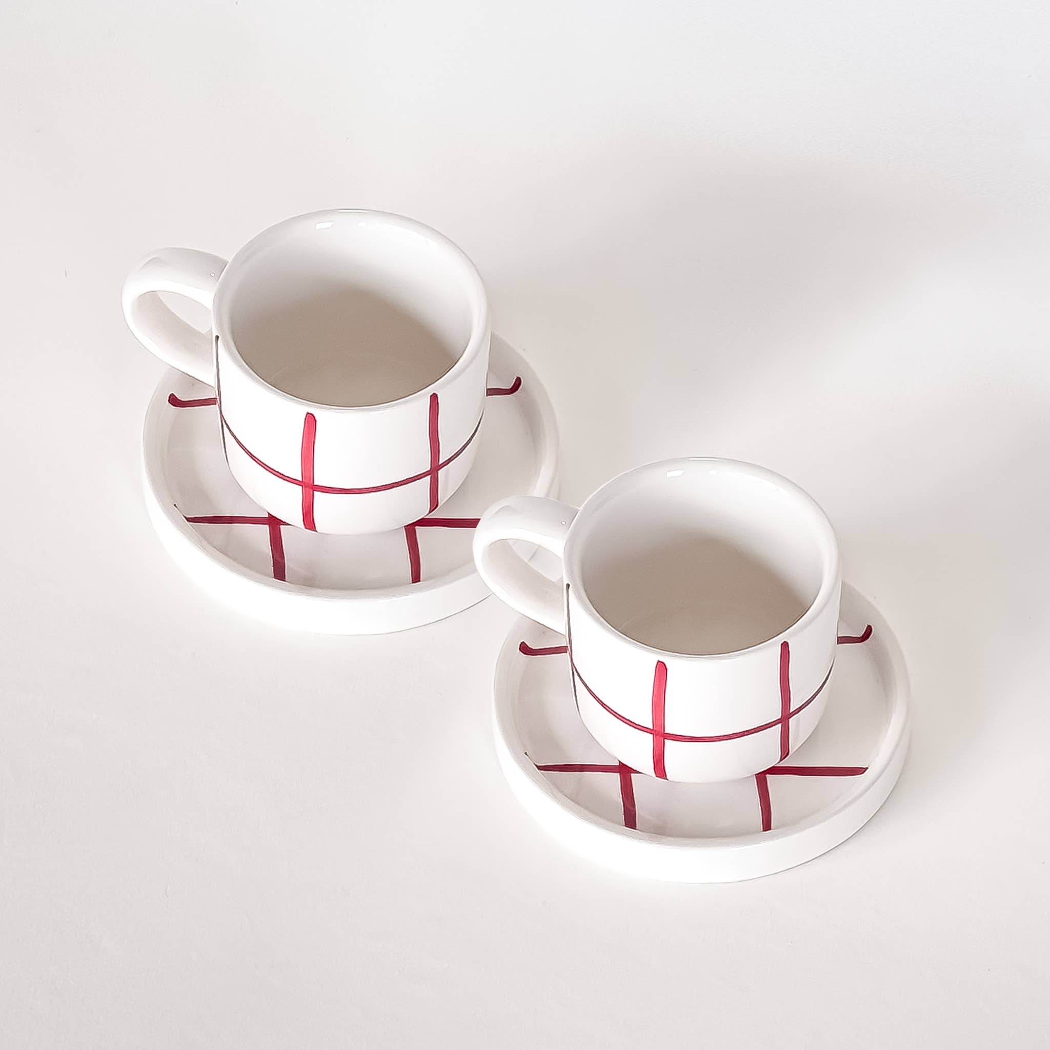Set de 2 tasses espresso avec soucoupes – GRID rouge tramonto