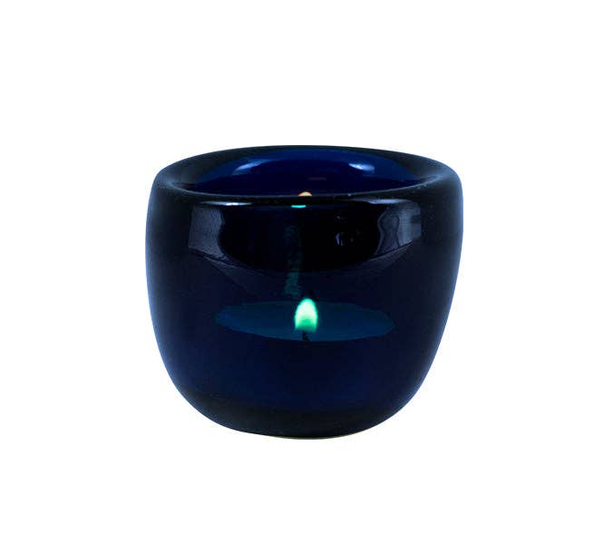 photophore bleu nuit en verre soufflé British Colour Standard