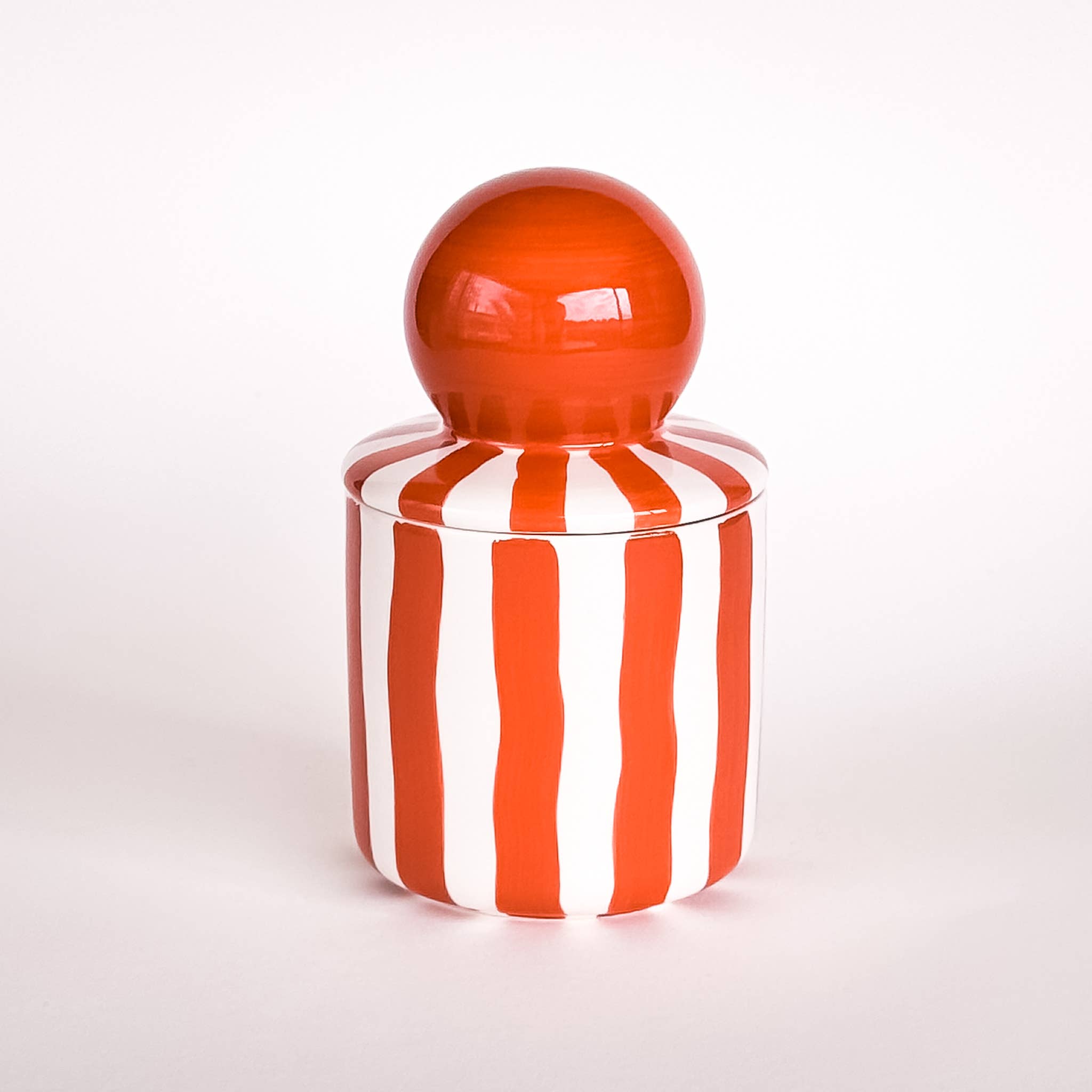 Bougie en céramique rayée - orange cotto