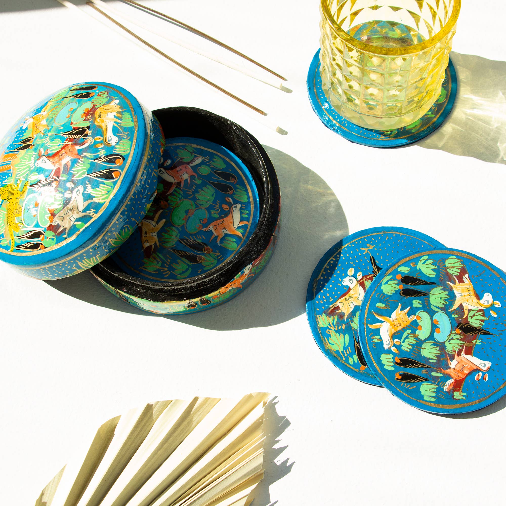Lot de 6 sous-verres ronds bleus