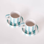 Set de 2 tasses espresso avec soucoupes – STRIPES amalfi mint