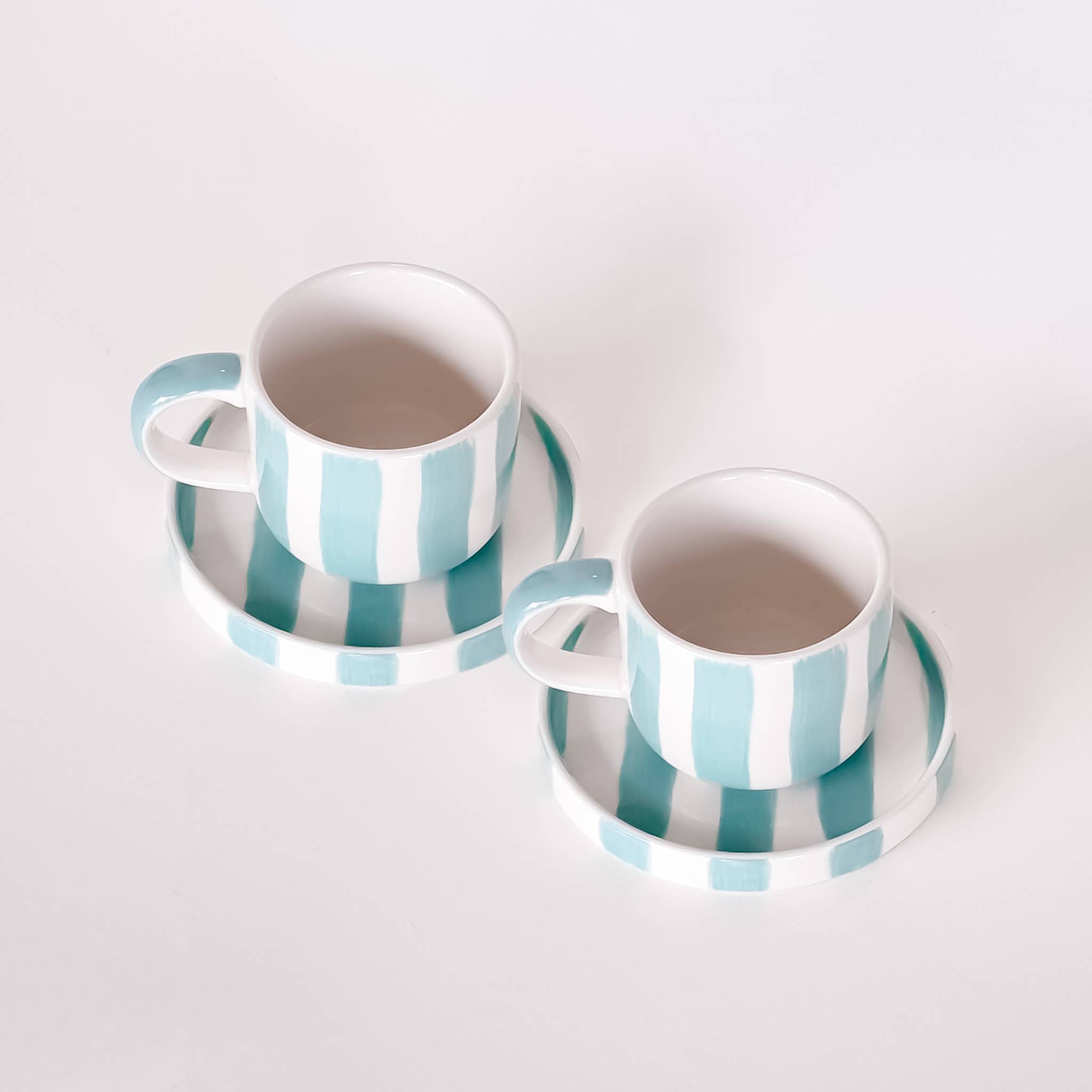 Set de 2 tasses espresso avec soucoupes – STRIPES amalfi mint