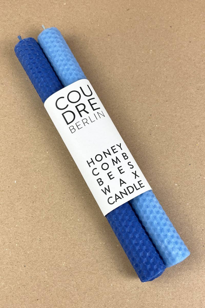Bougies bâton en cire d’abeille – bleu ciel & océan