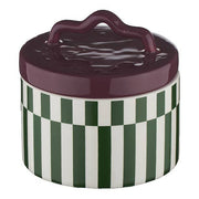 Boîte décorative rayée en céramique – Vert et prune