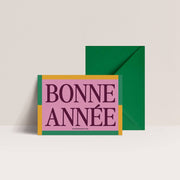 Carte de vœux “Bonne Année” Papier & Co avec enveloppe verte.