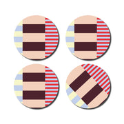 Lot de 4 dessous de verre multicolores graphiques