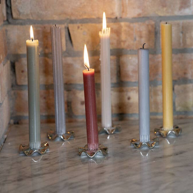 Lot de 2 bougeoirs SIGNE - laiton nickelé