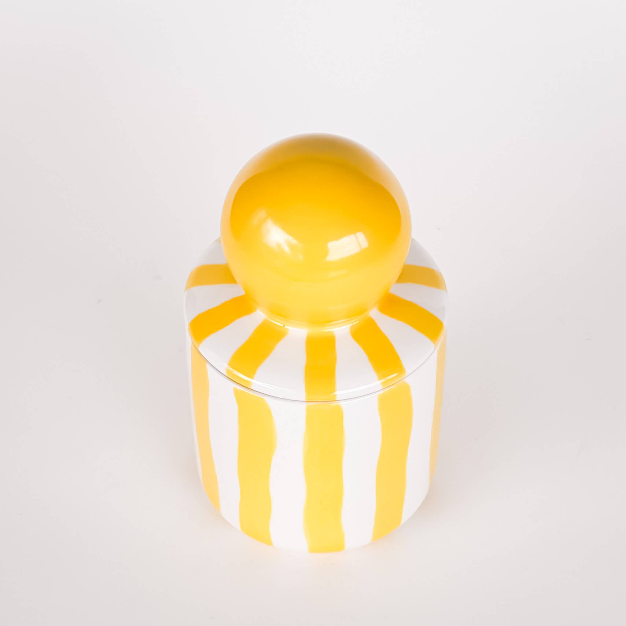 Bougie en céramique rayée - spiaggia Jaune