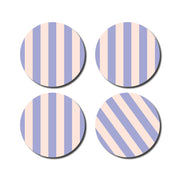 Lot de 4 dessous de verre - rayures lilas/rose