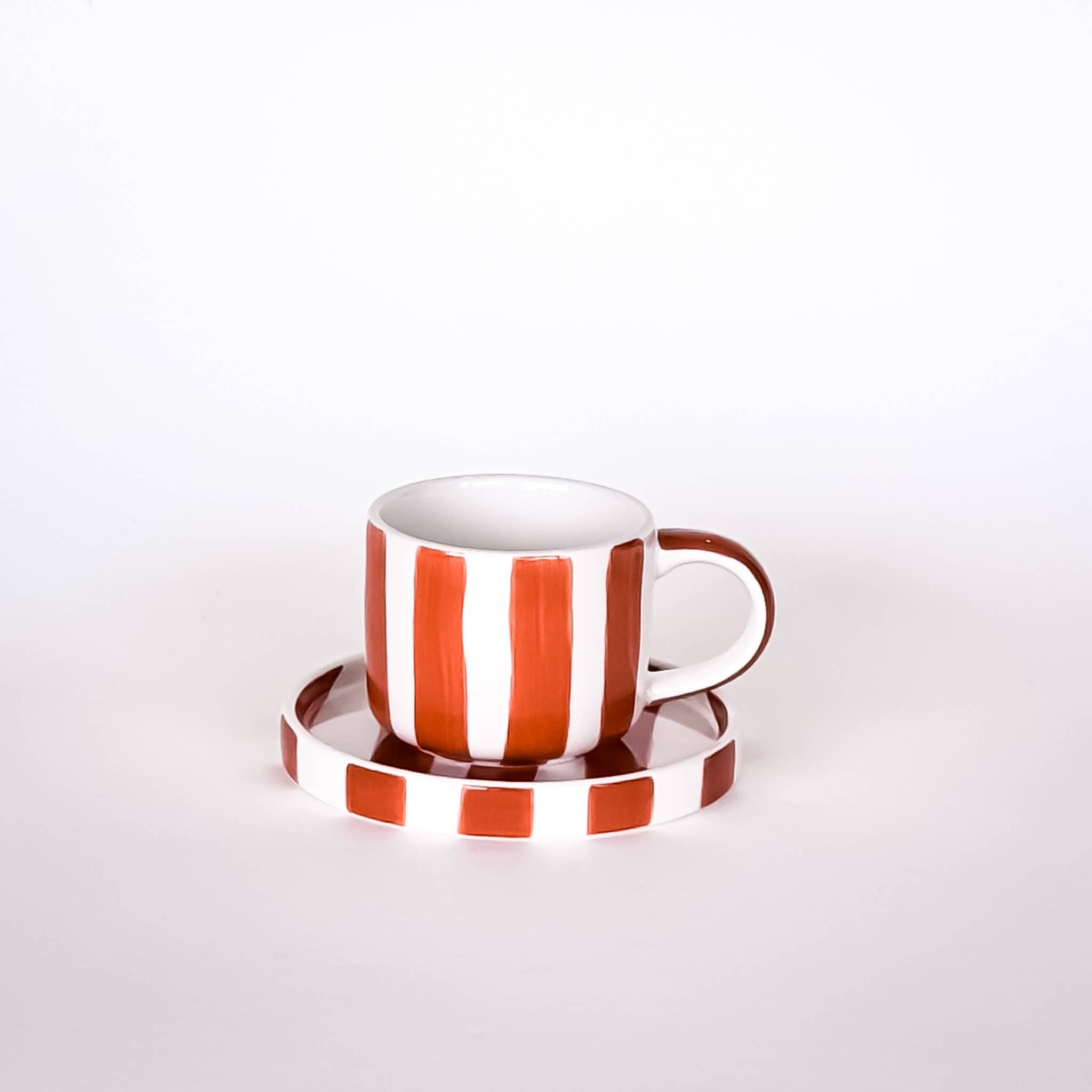 Set de 2 tasses espresso avec soucoupes – STRIPES cotto orange
