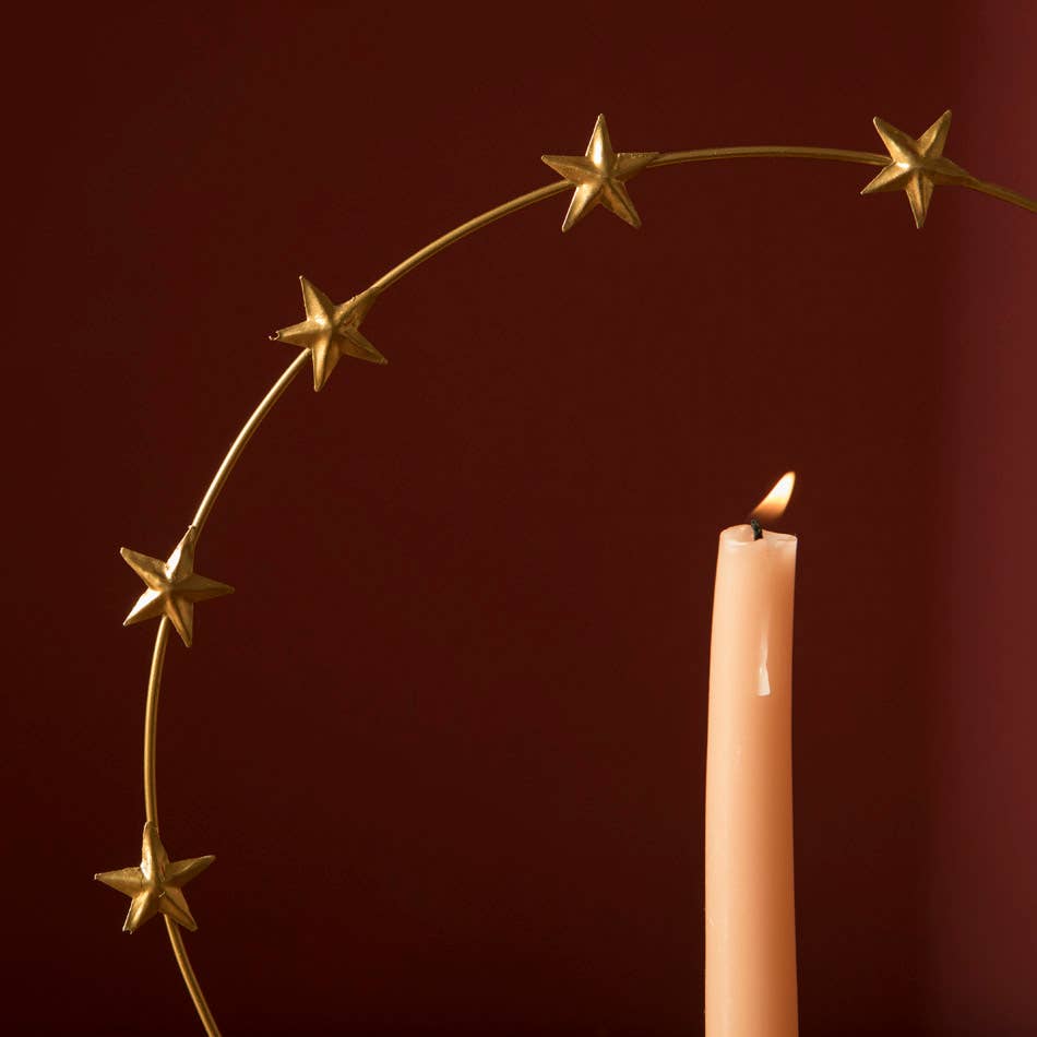 Bougeoir cercle d’étoiles – métal doré