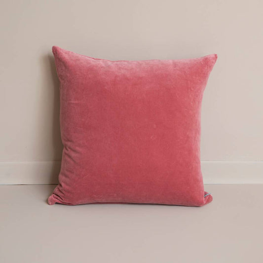 Coussin en velours uni rose - 50x50 cm