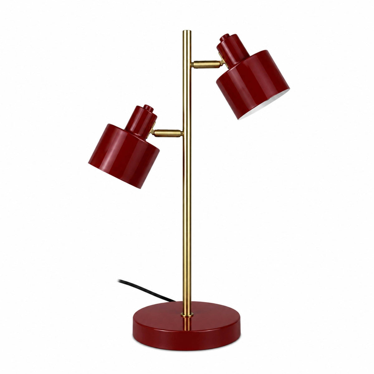 Lampe de table OCEAN 2 abat-jours rouge foncé & laiton