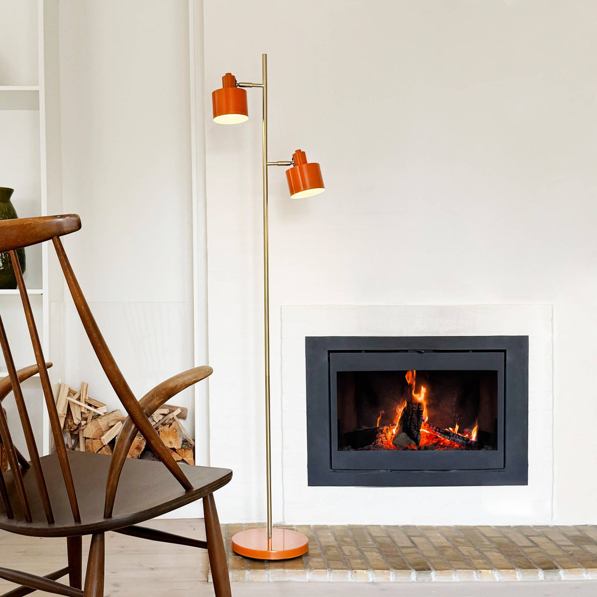 Lampadaire OCEAN orange & laiton