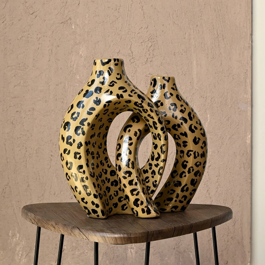 Duo de vases enlacés - PHILAE léopard