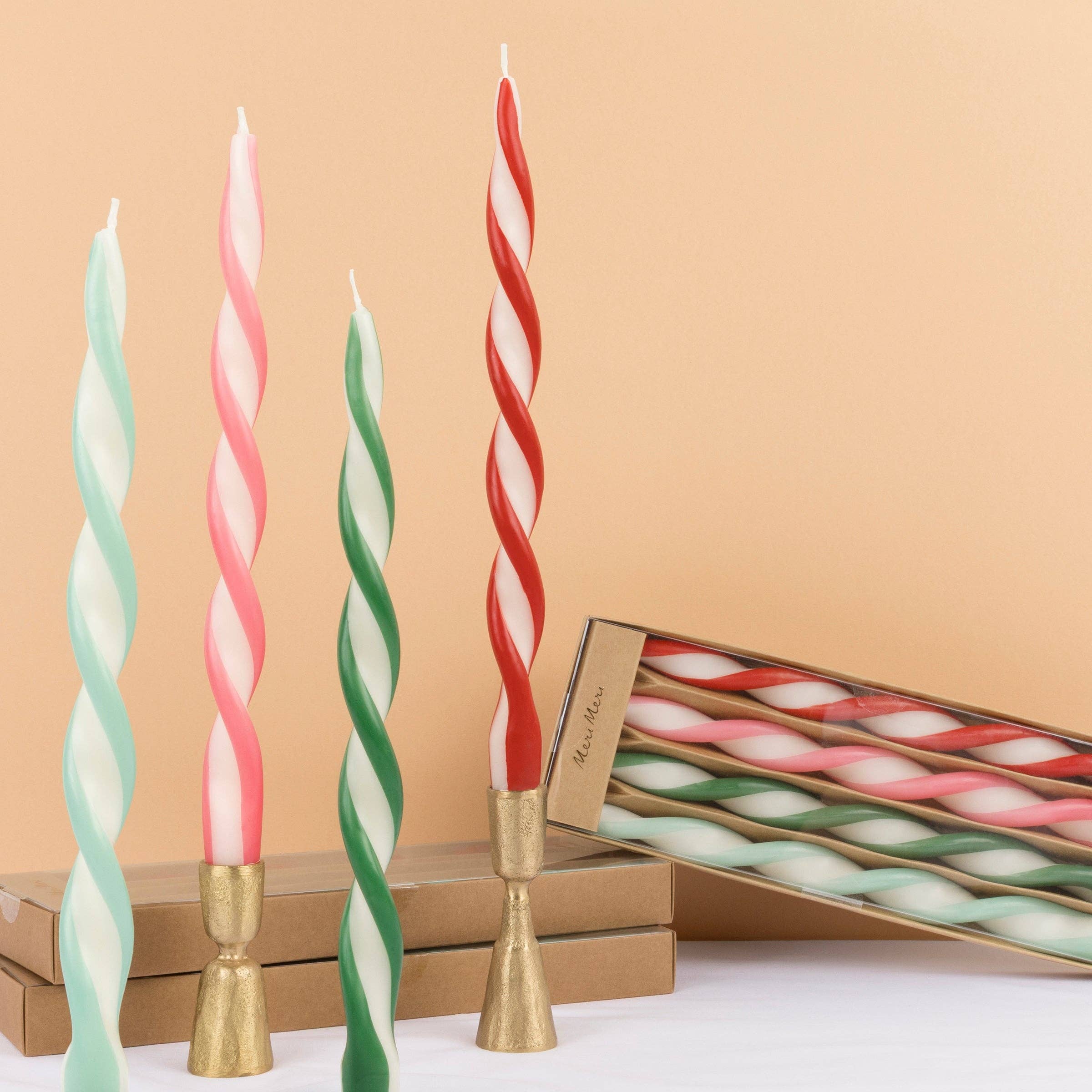Coffret de 4 bougies torsadées