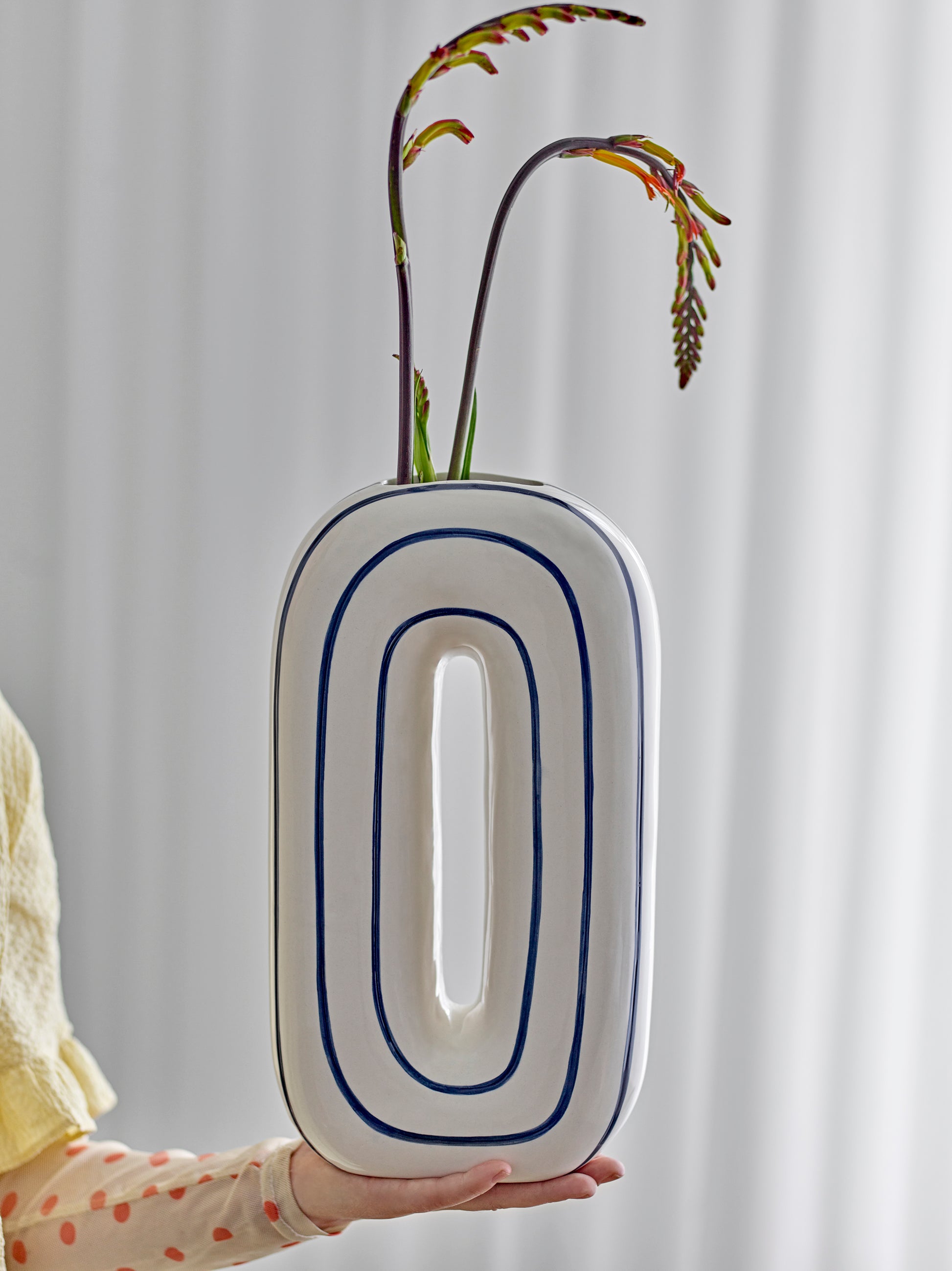 Vase MAE bleu, rayures | Bloomingville