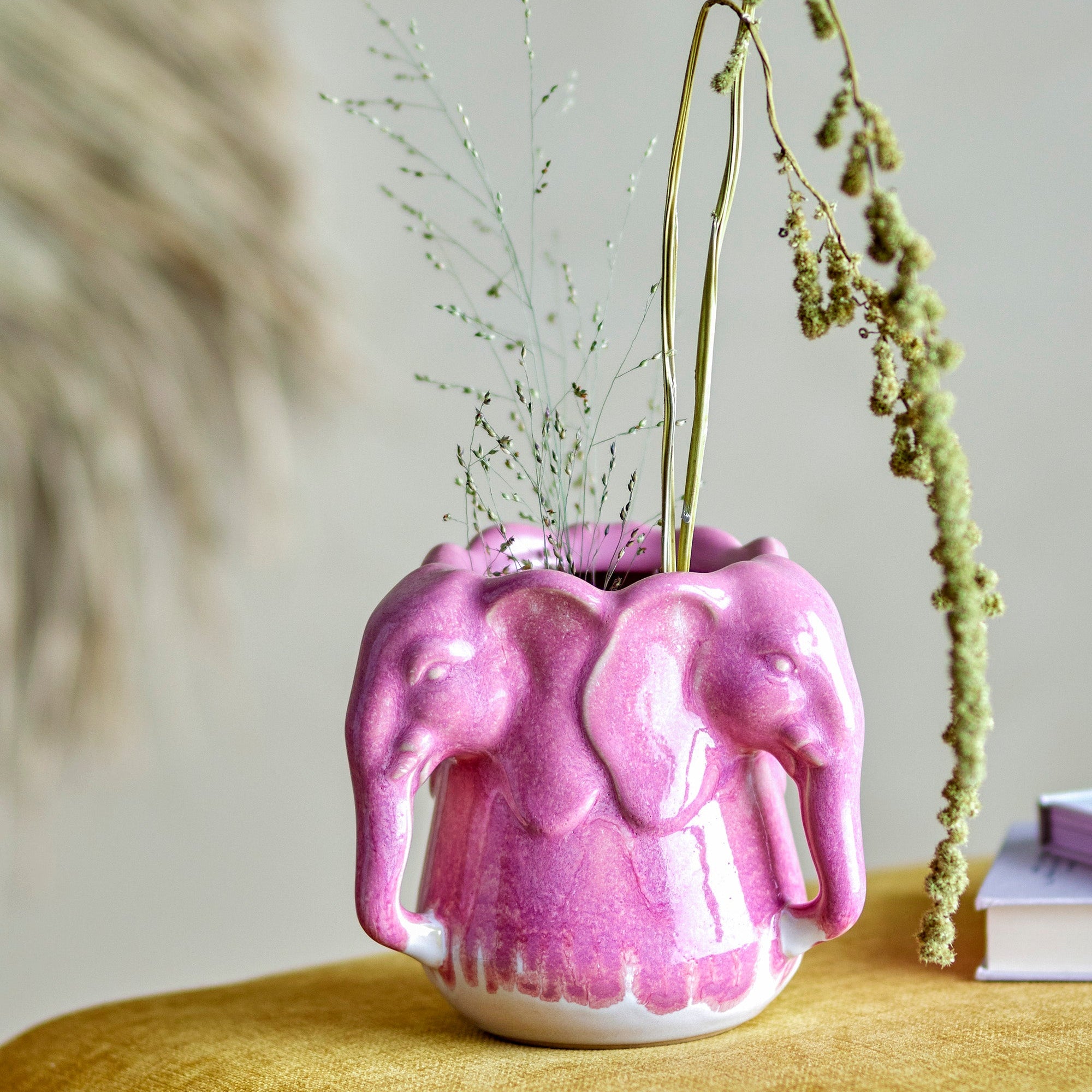 Vase Pontus rose éléphants
