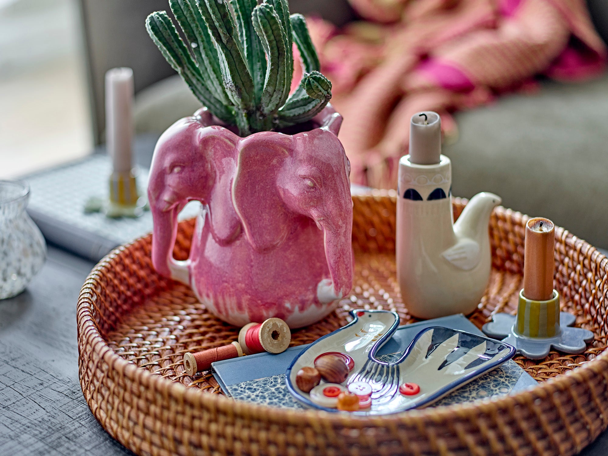 Vase Pontus rose éléphants