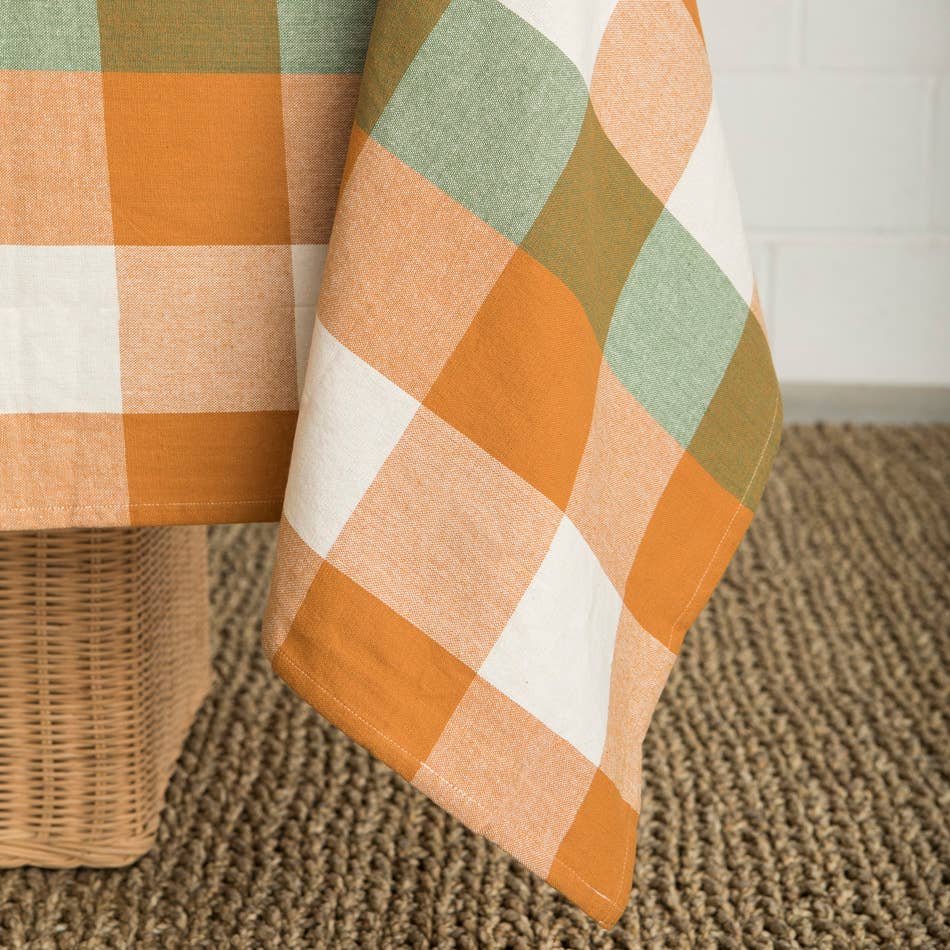 Nappe à carreaux, vert et ocre, 160x270 cm | Mahe homeware
