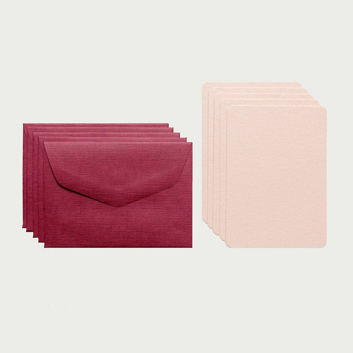 Pack de 5 mini Cartes et 5 mini enveloppes - pêche & bordeaux