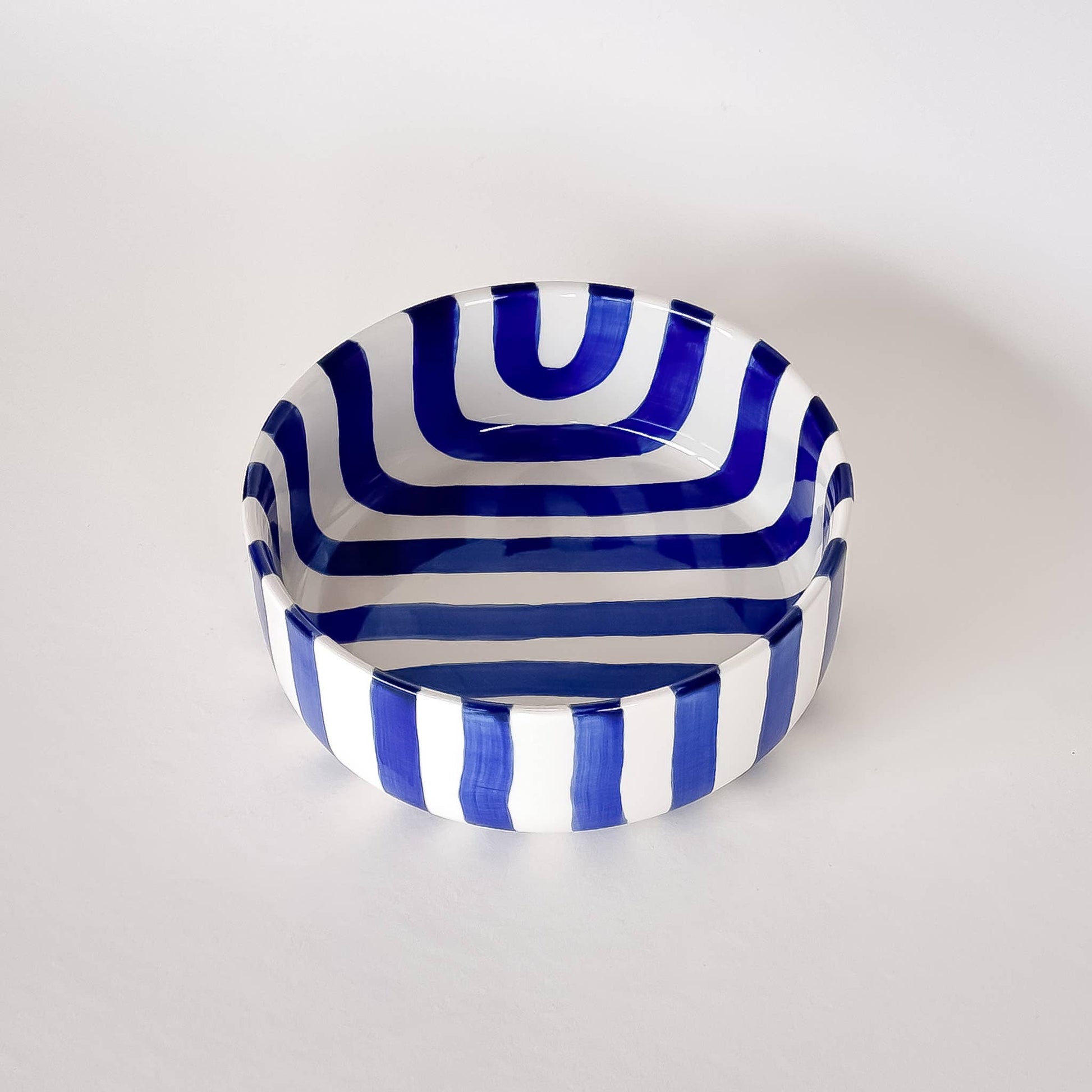bol stripes bleu magasin minori ceramique rayures peint main