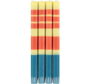Lot de 4 bougies rayées British Colour Standard aux couleurs jasmin, rouille et bleu pétrole – déco colorée et éthique