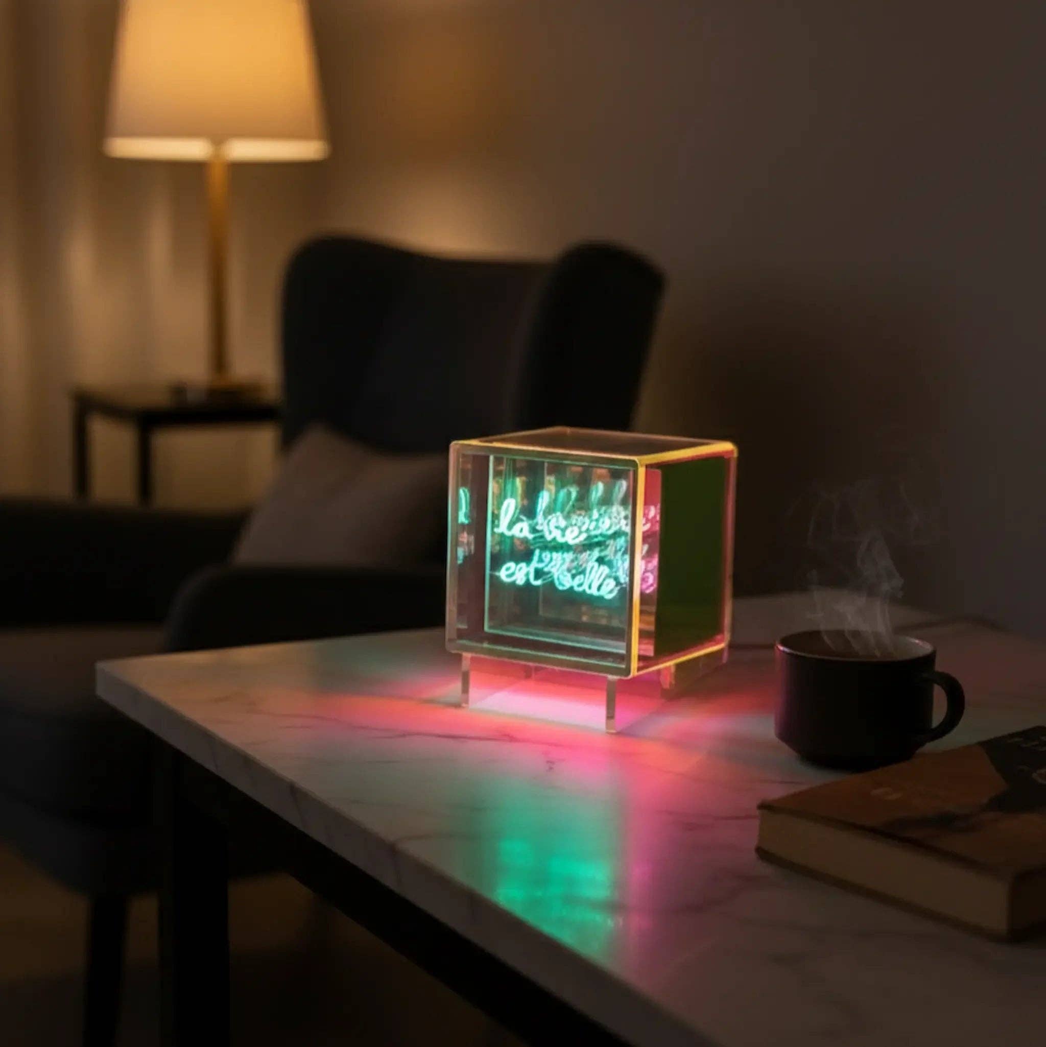 Cube lumineux LA VIE EST BELLE