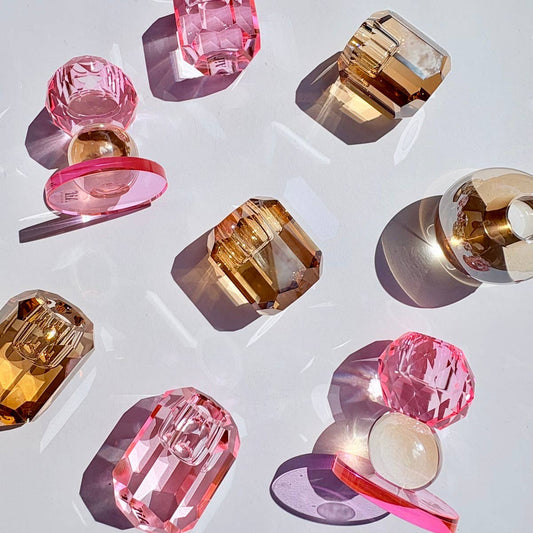 Bougeoir facette - rose