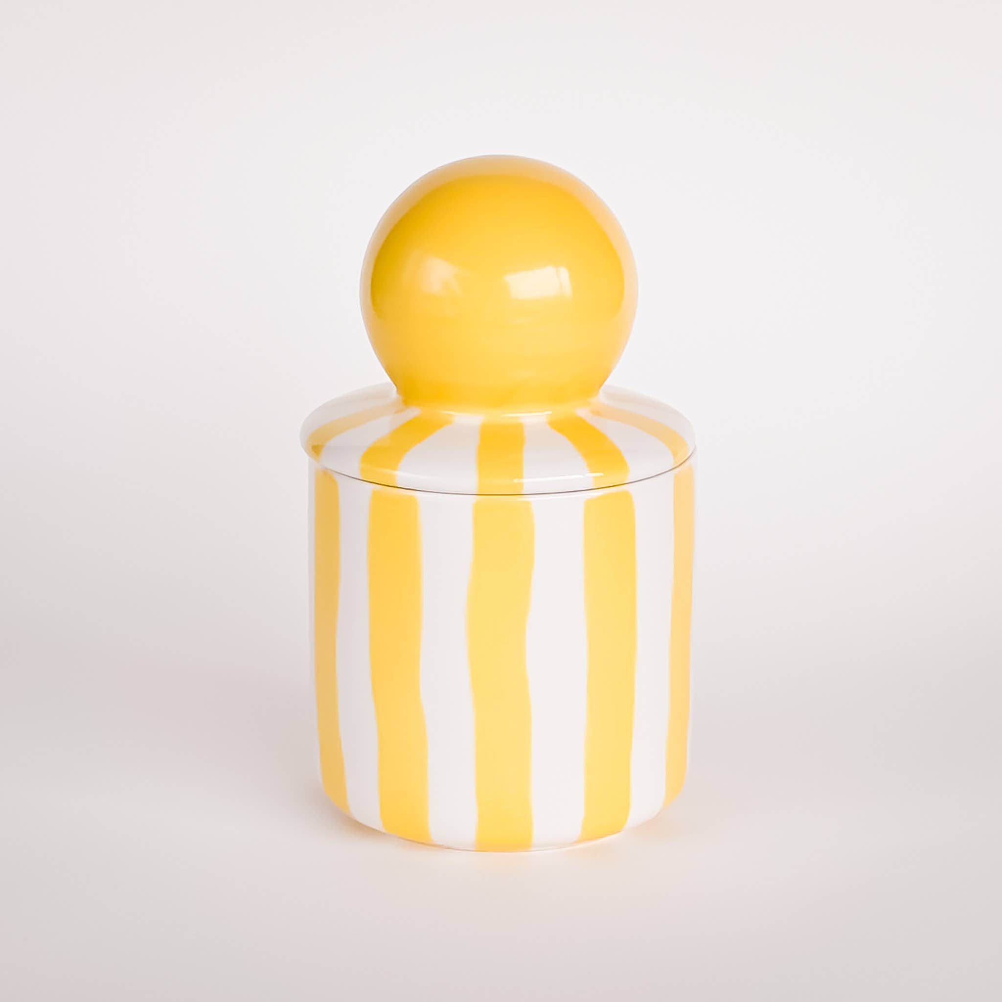 Bougie en céramique rayée - spiaggia Jaune