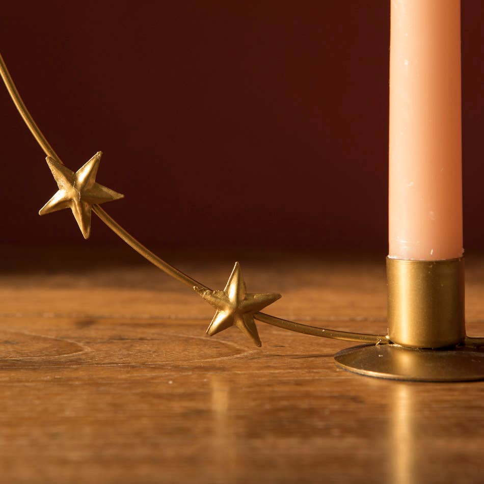 Bougeoir cercle d’étoiles – métal doré