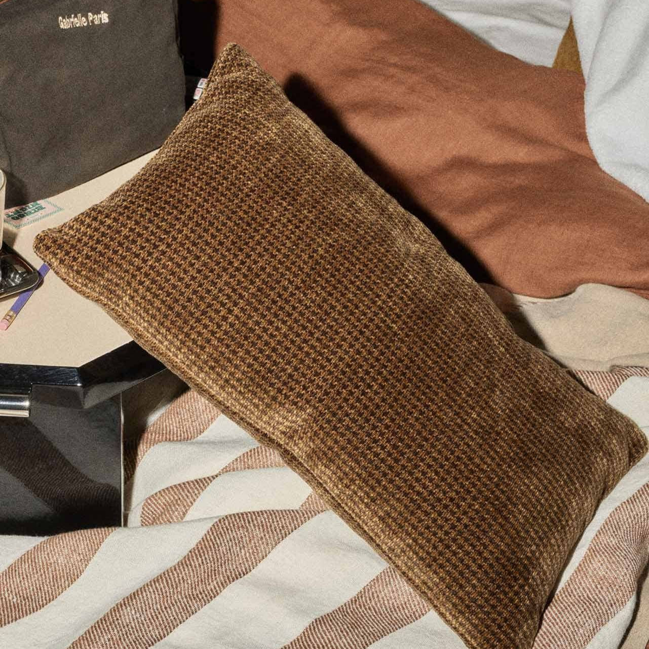 Coussin ARGENTINE - pied de poule café
