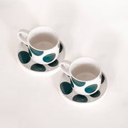 Set de 2 tasses espresso avec soucoupes – DOTS vert doux