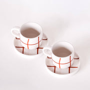 Set de 2 tasses espresso avec soucoupes – GRID cotto orange