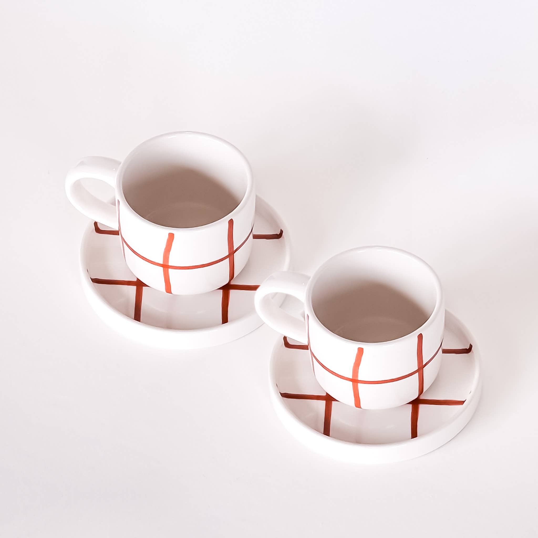 Set de 2 tasses espresso avec soucoupes – GRID cotto orange