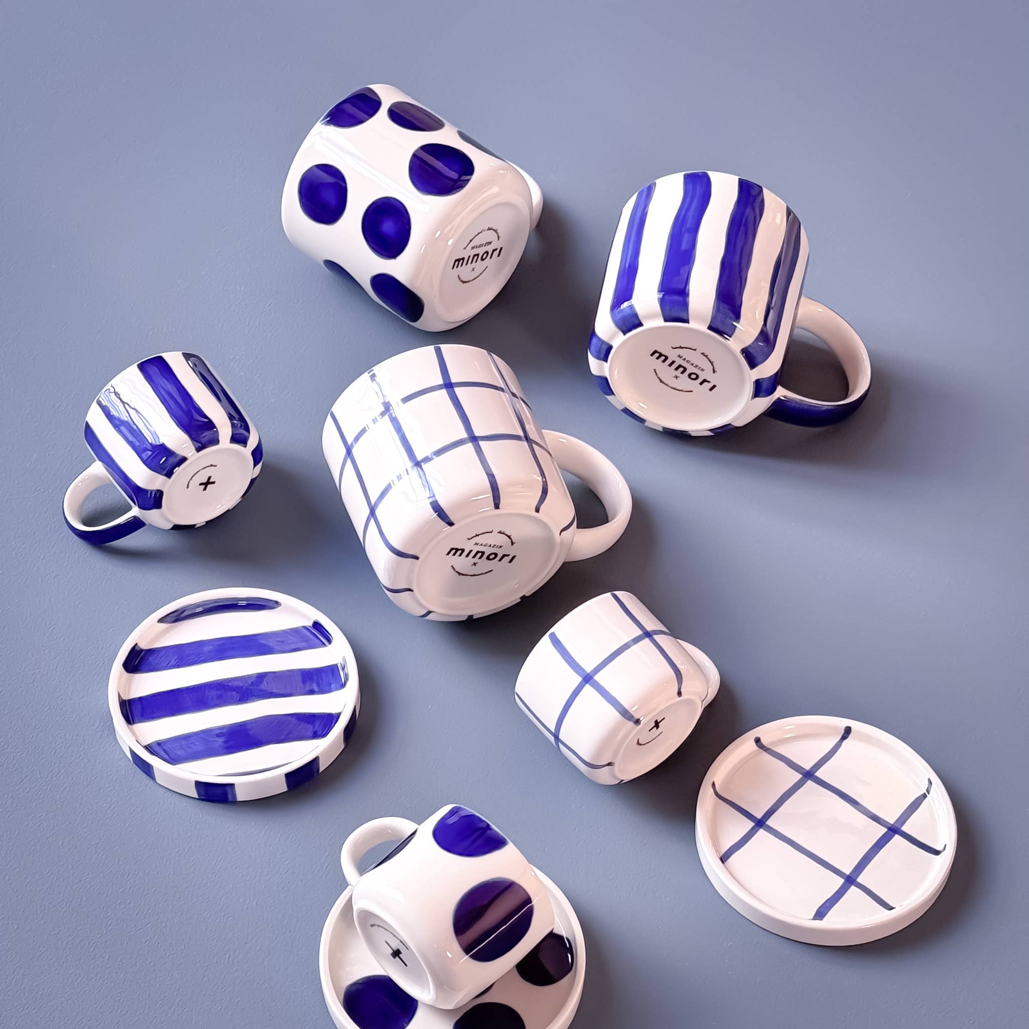 Set de 2 tasses espresso avec soucoupes – GRID mare blue