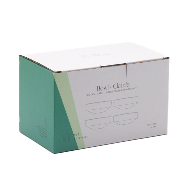 Lot de 4 bols CLAUDE - vert clair / vert opaque