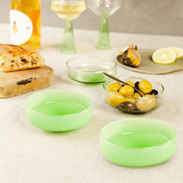 Lot de 4 bols CLAUDE - vert clair / vert opaque