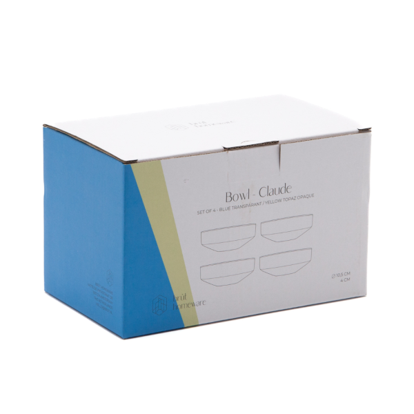 Lot de 4 bols CLAUDE - bleu clair / topaze opaque