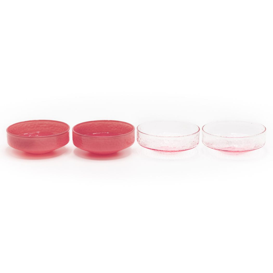 Lot de 4 bols CLAUDE - rose / rose opaque