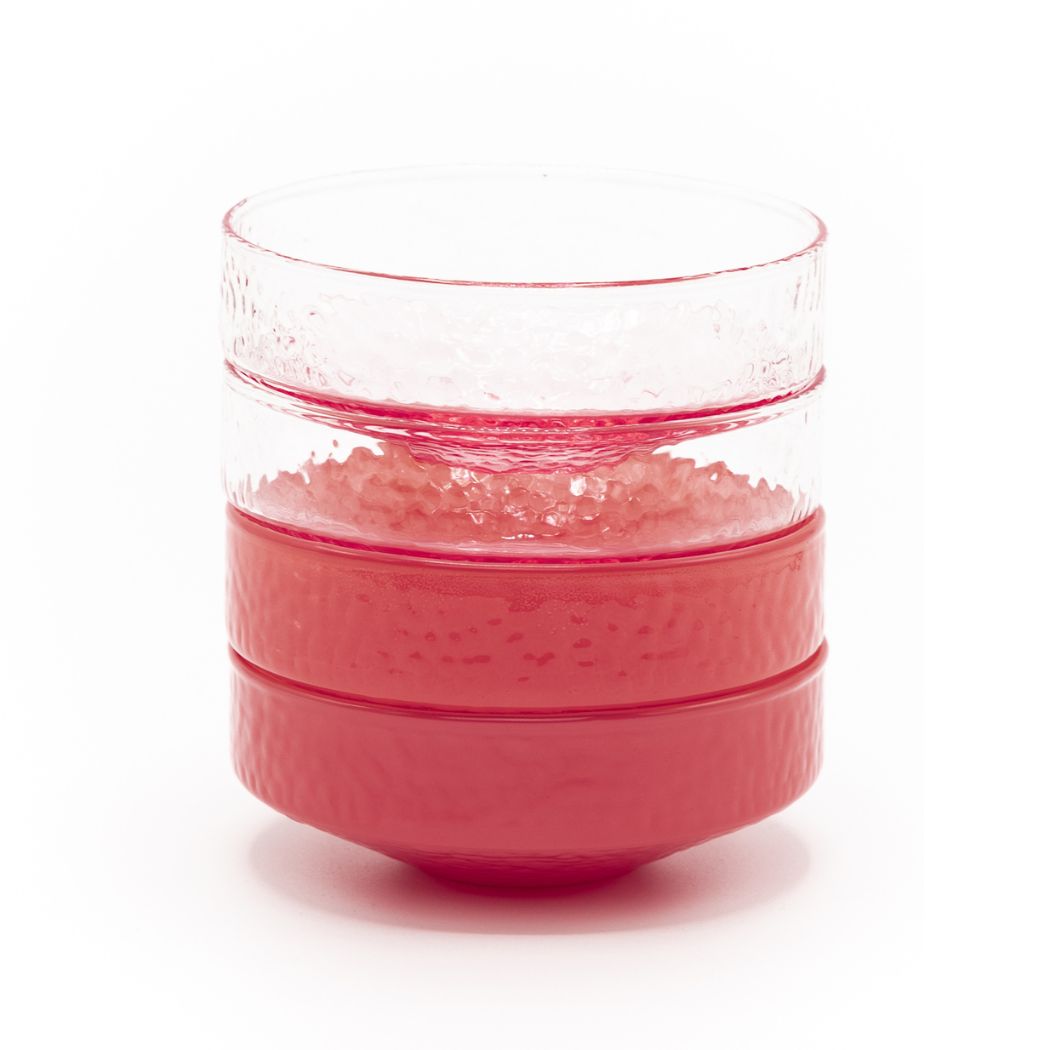Lot de 4 bols CLAUDE - rose / rose opaque