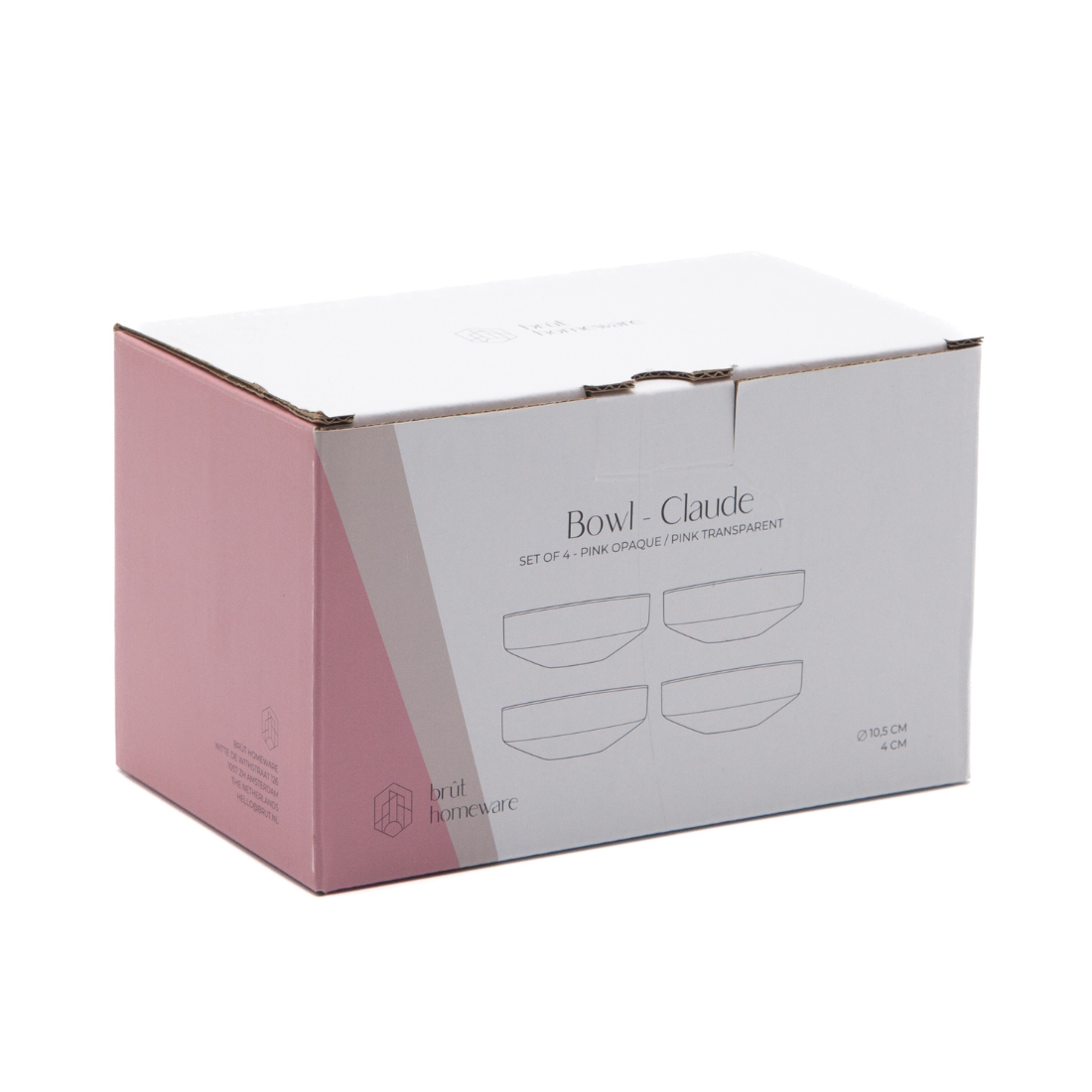 Lot de 4 bols CLAUDE - rose / rose opaque