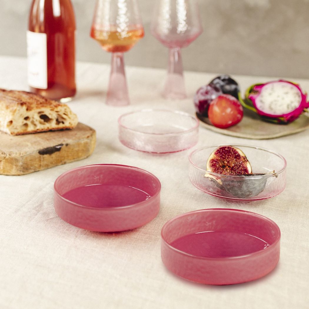 Lot de 4 bols CLAUDE - rose / rose opaque