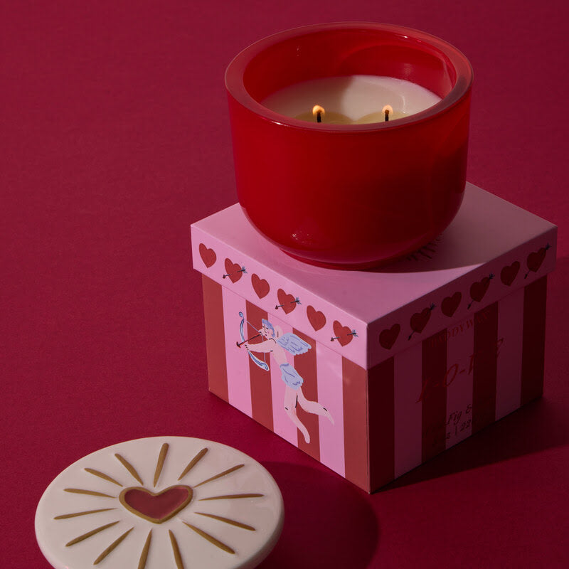 Bougie CHARMED - verre rouge / COEUR