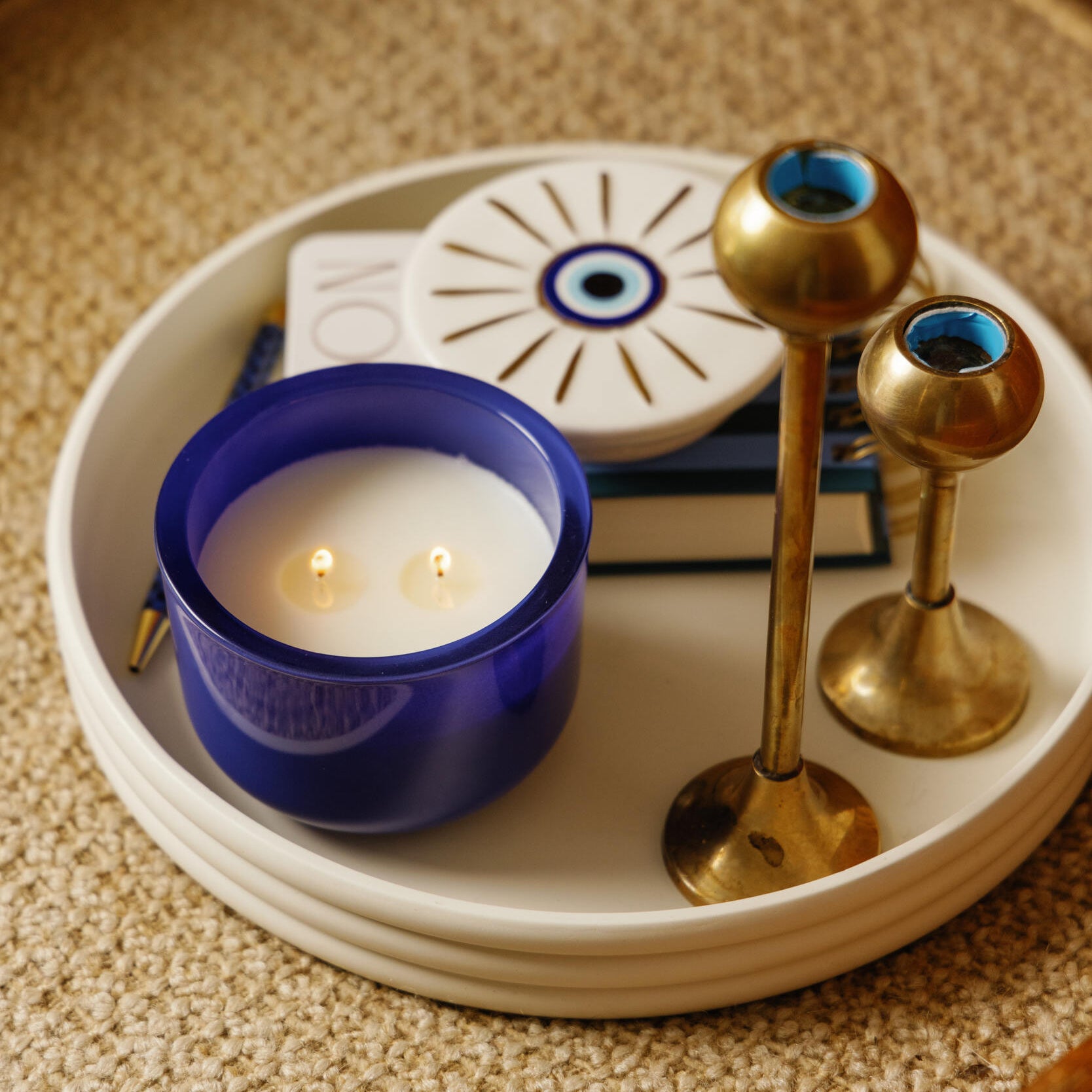 Bougie CHARMED - verre bleu / OEIL