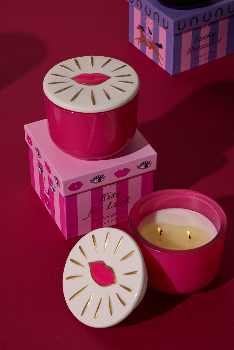 Bougie CHARMED - verre rose / LEVRES