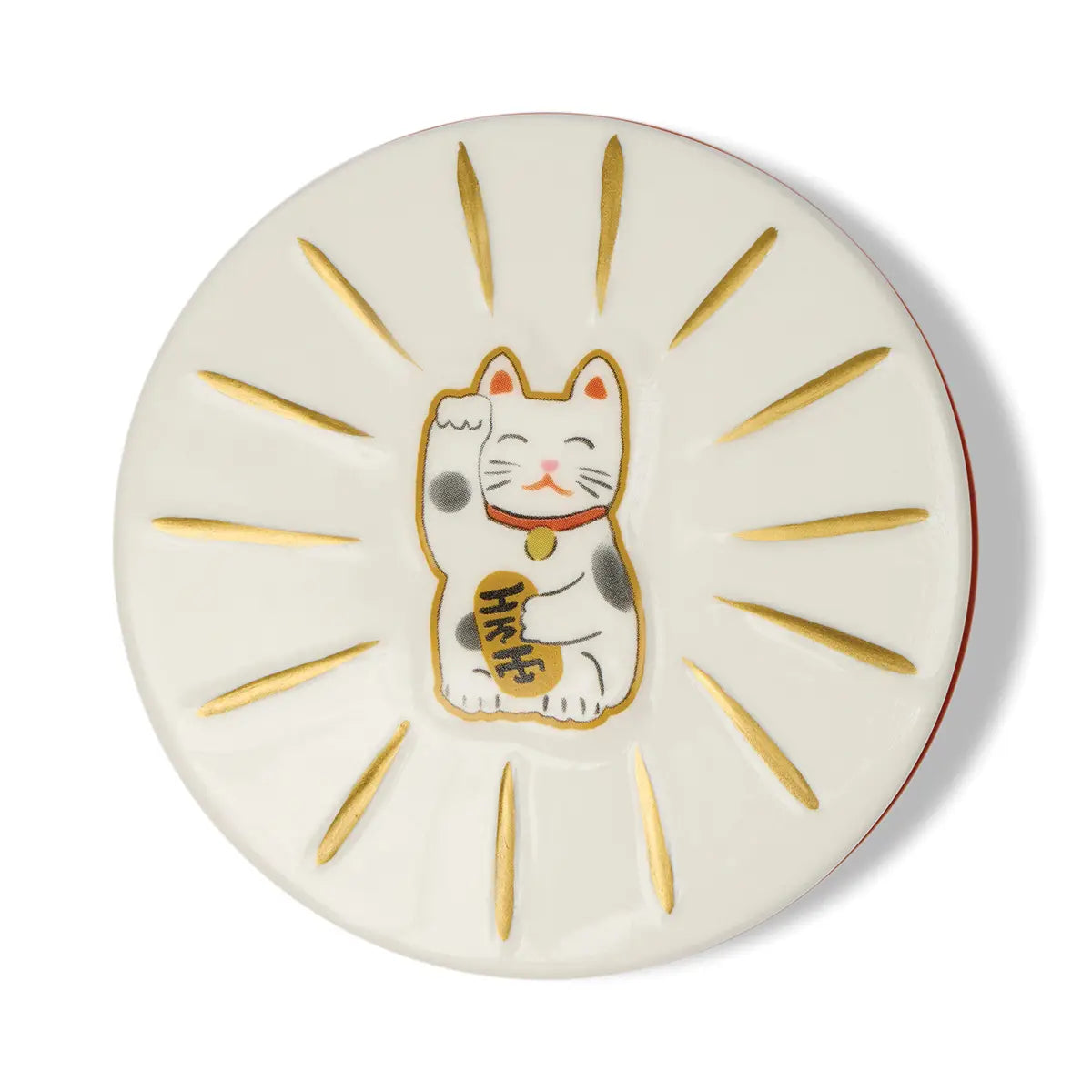 Bougie CHARMED - verre orange / Chat Maneki-neko