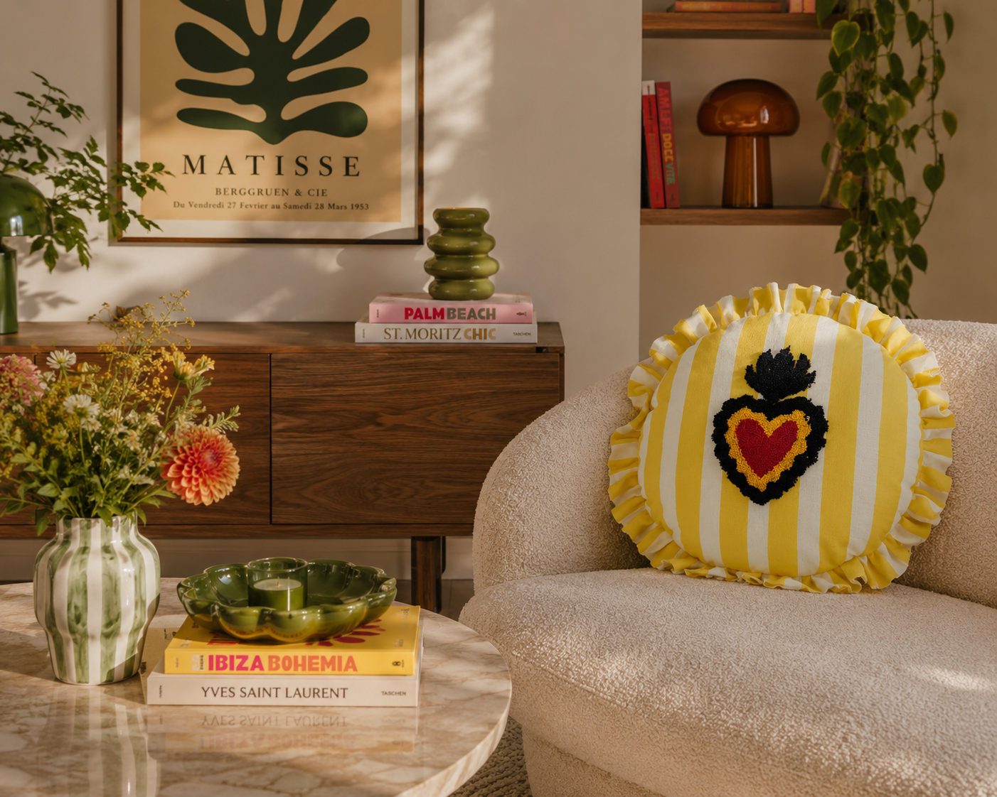 Coussin TRATTORIA COEUR jaune